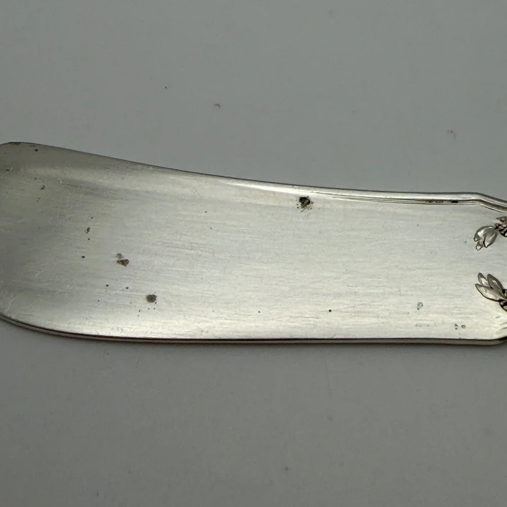 1835 R Wallace‎ Troy Silverplate Flat Butter Spreader Pat Vintage
